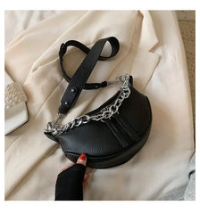Silver Chain PU Leather Crossbody Bags For Women Shoulder Messenger Handbags