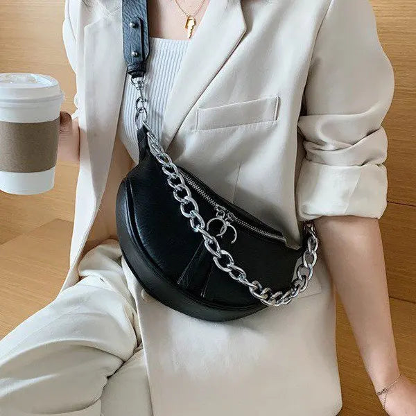 Silver Chain PU Leather Crossbody Bags For Women Shoulder Messenger Handbags
