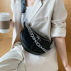 Silver Chain PU Leather Crossbody Bags For Women Shoulder Messenger Handbags