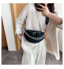 Silver Chain PU Leather Crossbody Bags For Women Shoulder Messenger Handbags
