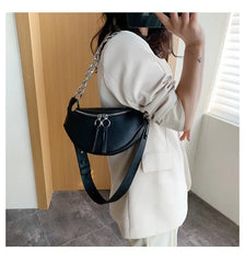 Silver Chain PU Leather Crossbody Bags For Women Shoulder Messenger Handbags