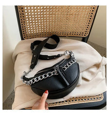 Silver Chain PU Leather Crossbody Bags For Women Shoulder Messenger Handbags