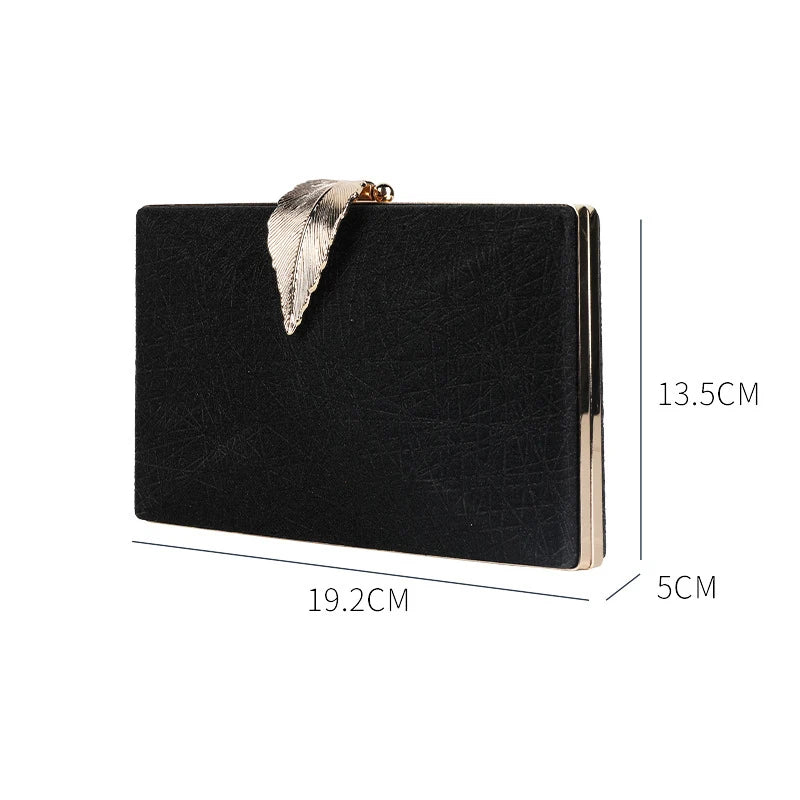 Silver Clutch Bag Womens Leaf Shape Hasp Phone