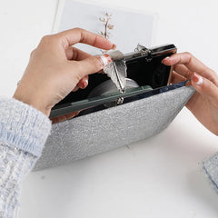 Silver Clutch Bags Womens High Wedding Purse and Handbags Leaf Shape