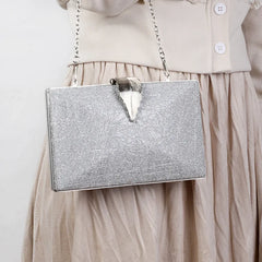 Silver Clutch Bags Womens High Wedding Purse and Handbags Leaf Shape