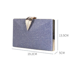 Silver Clutch Bag Womens Leaf Shape Hasp Phone