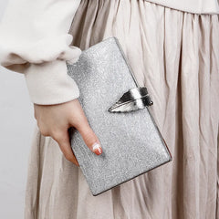 Silver Clutch Bag Womens Leaf Shape Hasp Phone
