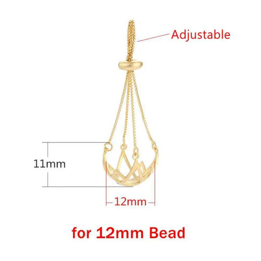 925 Silver Stone Bead Holder Cage Pendant Necklace Accessories