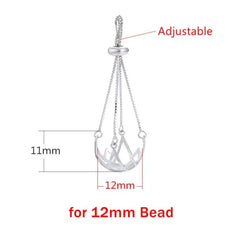 925 Silver Stone Bead Holder Cage Pendant Necklace Accessories