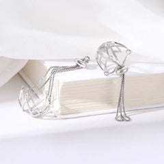 925 Silver Stone Bead Holder Cage Pendant Necklace Accessories