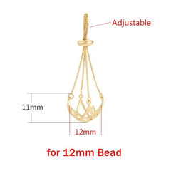 925 Silver Stone Bead Holder Cage Pendant Necklace Accessories