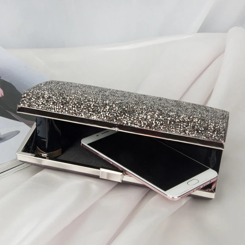 Silver Crossbody Bag Evening Purse Clutch Party Diamond Handbags for Women