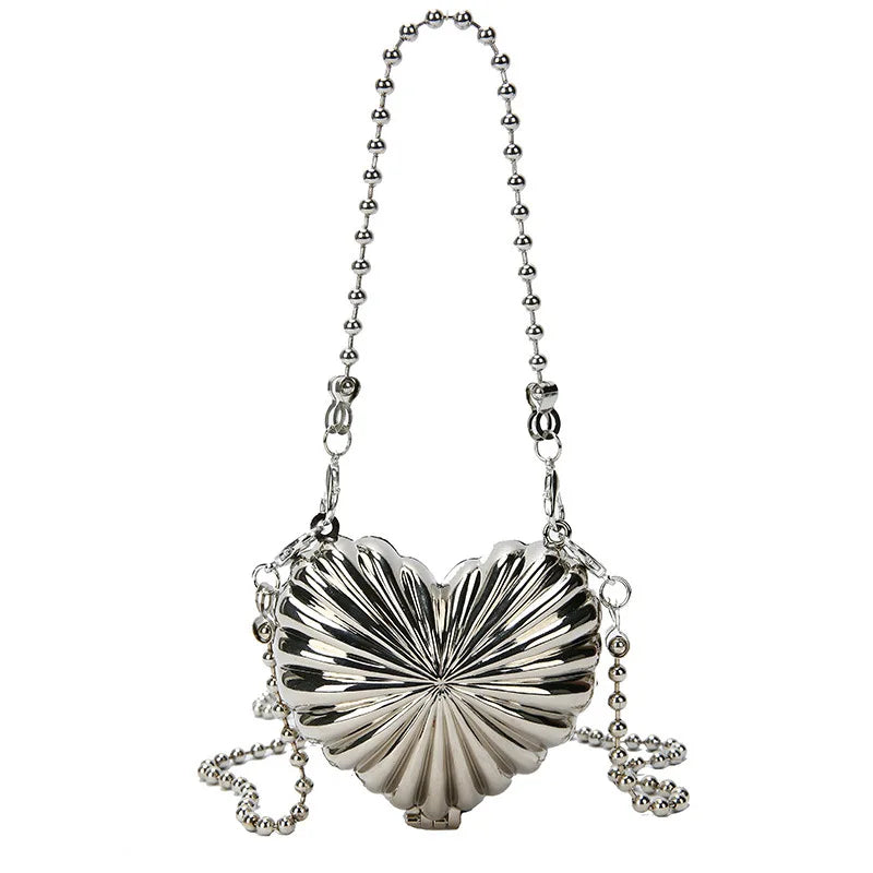 Silver Sling Handbag Crossbody Bag Mini Evening Bags Clutch Wallet Prom Purse