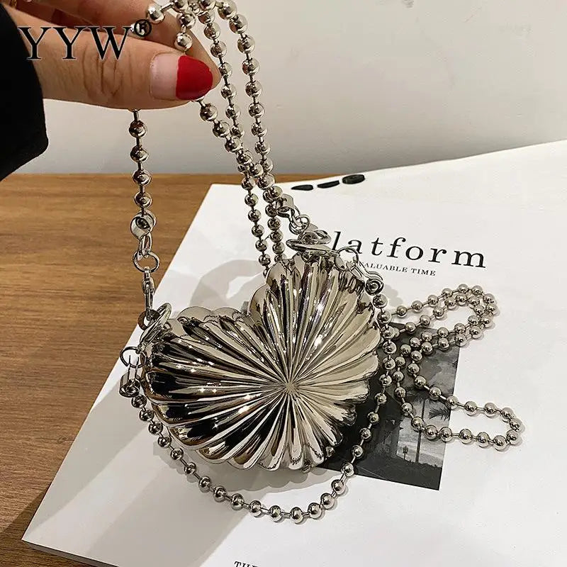 Silver Sling Handbag Crossbody Bag Mini Evening Bags Clutch Wallet Prom Purse