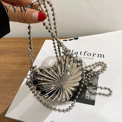 Silver Sling Handbag Crossbody Bag Mini Evening Bags Clutch Wallet Prom Purse