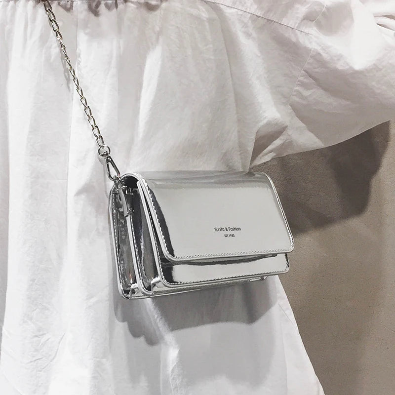Silver Chain Shoulder Bag for Women Summer Crossbody Bags