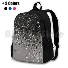 Silver Gray Glitter Shiny Decor Art Outdoor Hiking Backpack