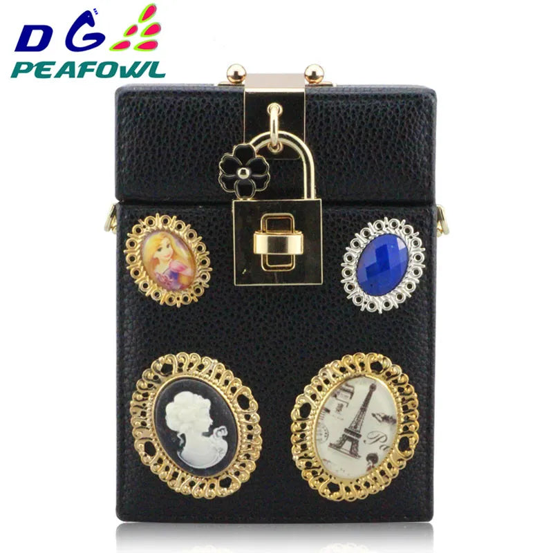 Women's Silver Evening Clutch Bag with Diamonds