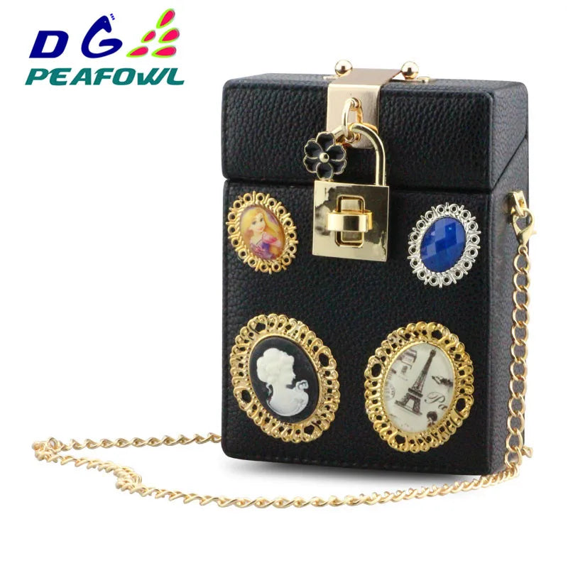 Women's Silver Evening Clutch Bag with Diamonds