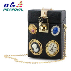Women's Silver Evening Clutch Bag with Diamonds