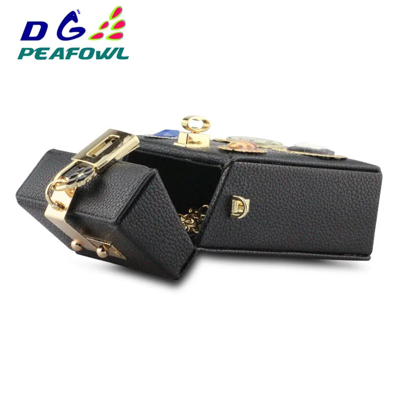 Women's Silver Evening Clutch Bag with Diamonds