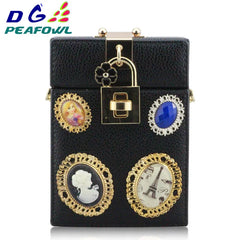 Women's Silver Evening Clutch Bag with Diamonds