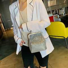 Silver Metal Women Party Clutch Bag Punk Purses and Handbags Female Evening Bag