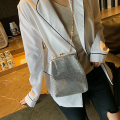 Silver Metal Women Party Clutch Bag Punk Purses and Handbags Female Evening Bag