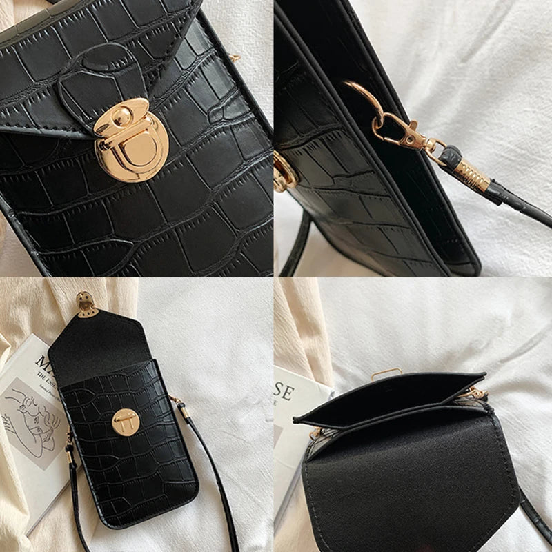 Crocodile Leather Wallet Women Purse Phone Pouch Crossbody Bag