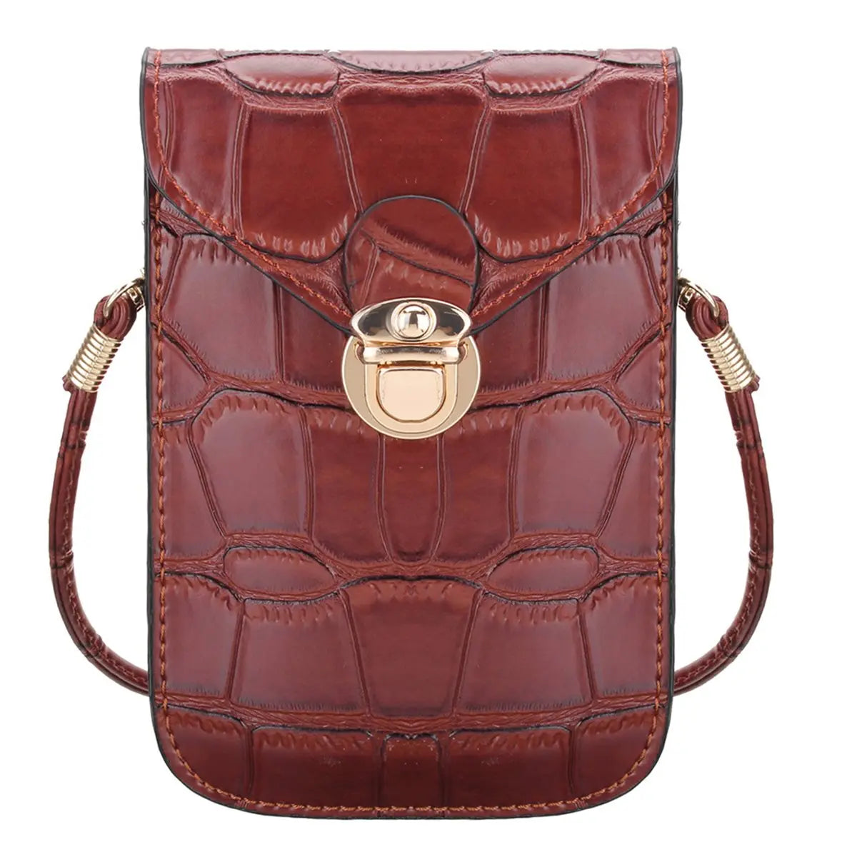 Silver Crocodile Leather Shoulder Bag Mini Clutch Purse