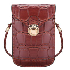 Silver Crocodile Leather Shoulder Bag Mini Clutch Purse
