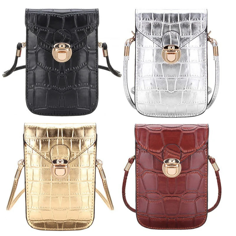 Silver Mini Shoulder Bag Clutch Purse Handbag Flap