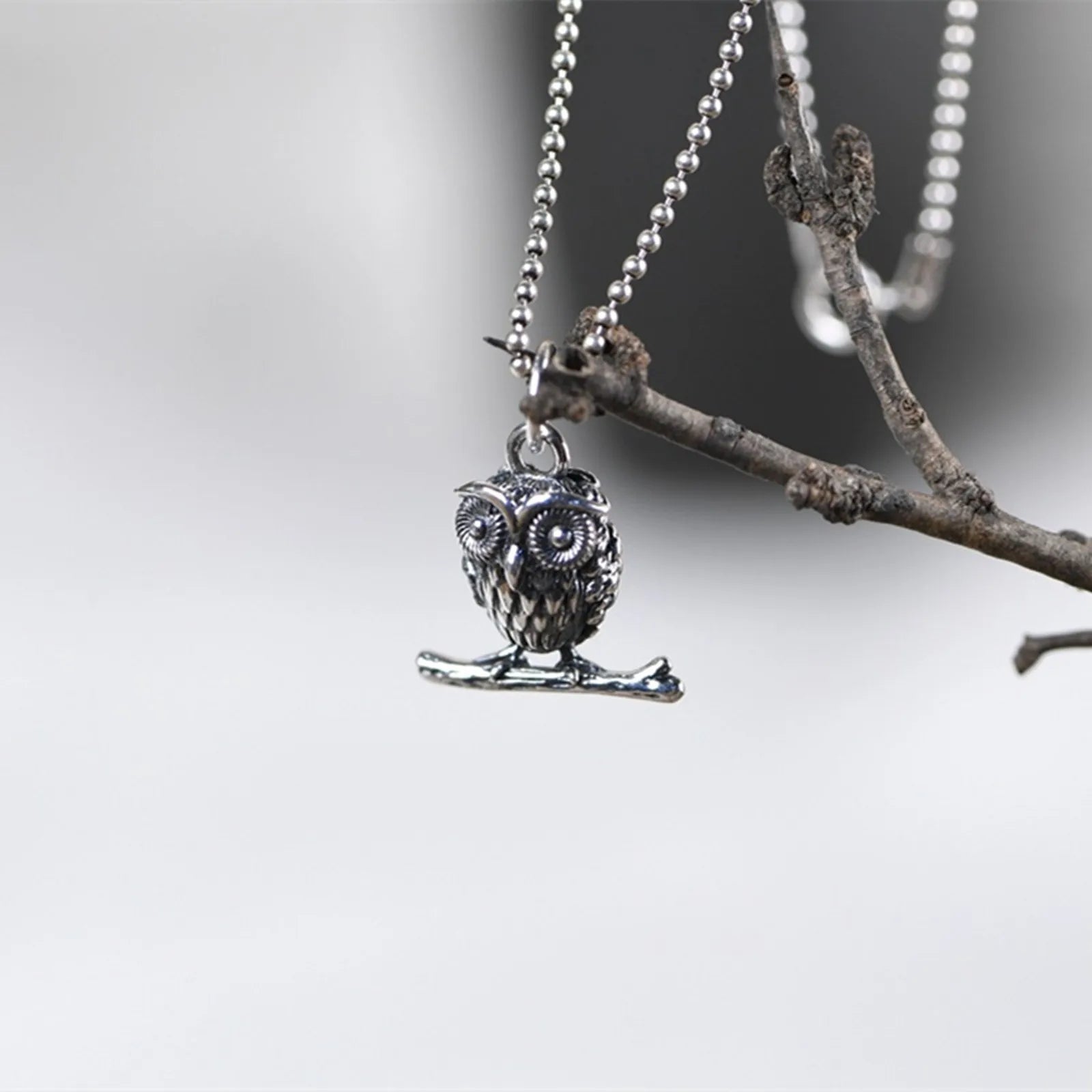 Sterling Silver Owl Pendant Small Animal Bird Necklace