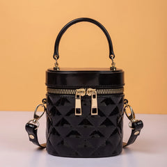 Silver Small Shoulder Bag Women Barrel Shaped Mini Cross Body Makeup Bag