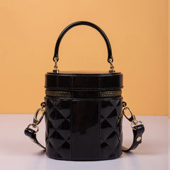 Silver Small Shoulder Bag Women Barrel Shaped Mini Cross Body Makeup Bag