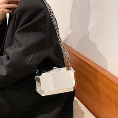 Silver Chain Party Clutch Purse for Women Shoulder Bag Crossbdoy Female