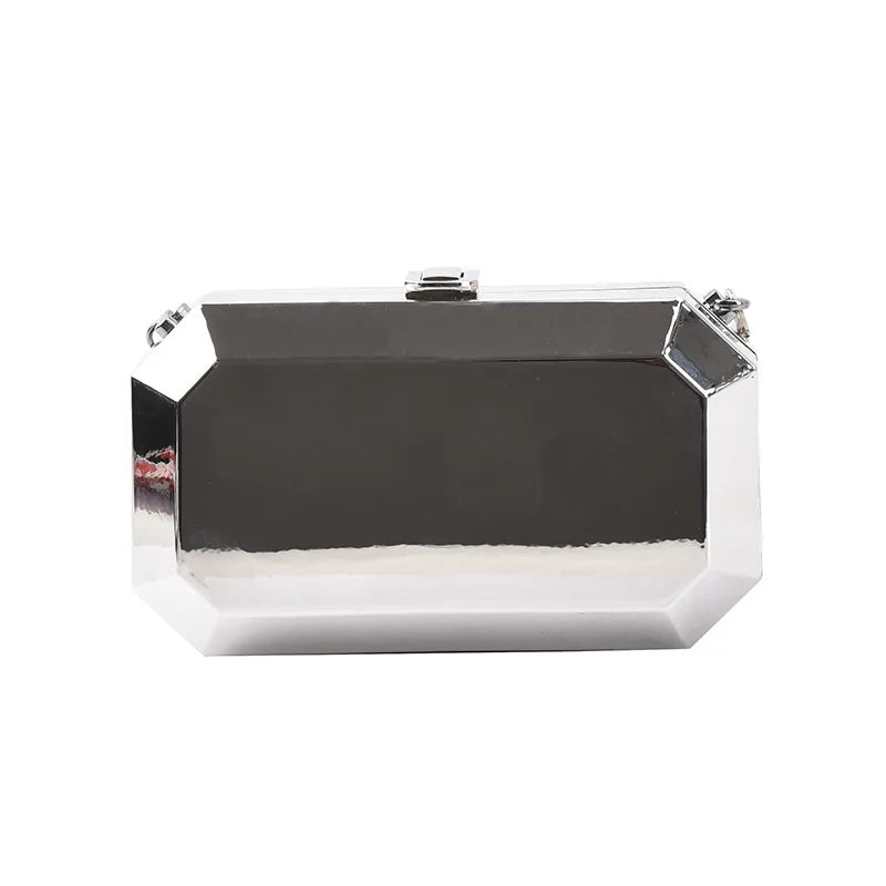 Silver Chain Party Clutch Purse for Women Shoulder Bag Crossbdoy Female
