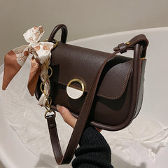 Pu Messenger Bag for Women Casual Female Crossbody with Ribbons