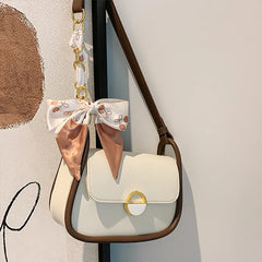 Pu Messenger Bag for Women Casual Female Crossbody with Ribbons