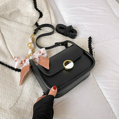 Pu Messenger Bag for Women Casual Female Crossbody with Ribbons