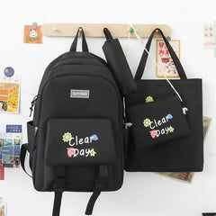 Canvas High School Backpack Set for Teen Girls - 4 Piece Travel Bookbags