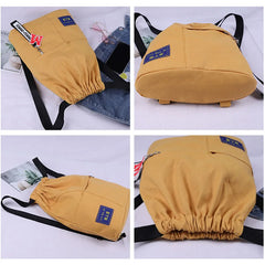Canvas Drawstring Backpack Female Bagpack Student Backpack School Rucksack