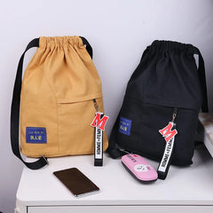 Canvas Drawstring Backpack Female Bagpack Student Backpack School Rucksack