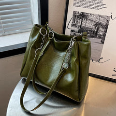 Oil Wax Skin Shoulder Bag Casual Totes for Women