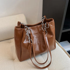 Oil Wax Skin Shoulder Bag Casual Totes for Women