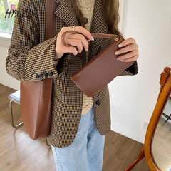 PU Leather Bucket Bag Shoulder Crossbody Purse Handbags Wide Strap
