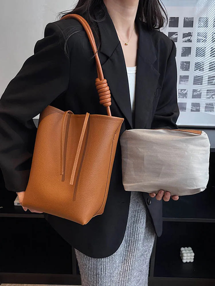 Women's Bucket Shoulder Bag Crossbody Pu Leather Handbags Underarm