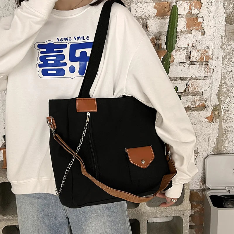 Canvas Shoulder Bag for Women Large Capacity