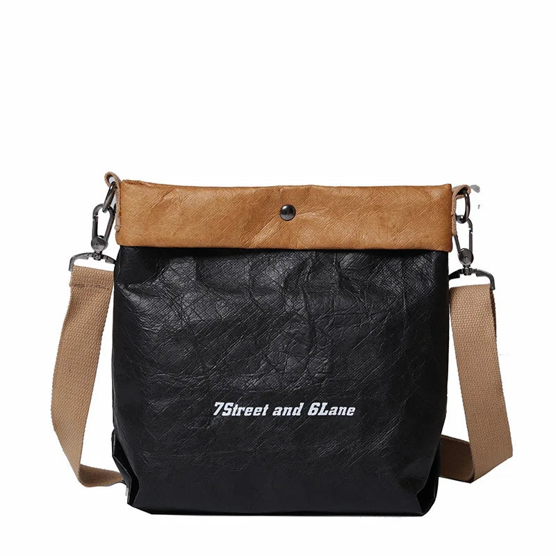 Canvas Bucket Bag Shoulder Crossbody Contrast Handbag Letter Tote Commuter