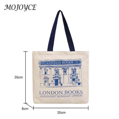 London Bookshop Print Clutch Purse Canvas Bag